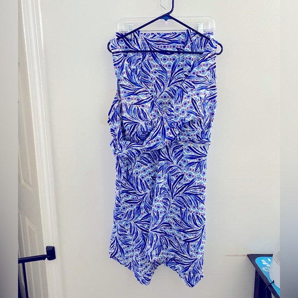 Swimsuits For All: Plus Size 30 2-piece Blue/White Swim Dress with Bottoms. - Picture 4 of 9
